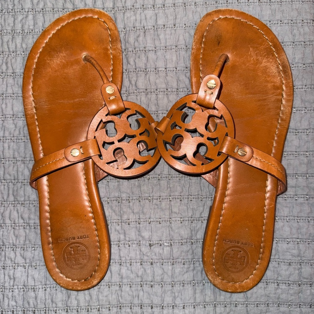 Tory Burch Brown Sandals with Signature Logo